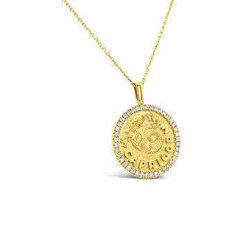 Yellow gold zodiac pendant